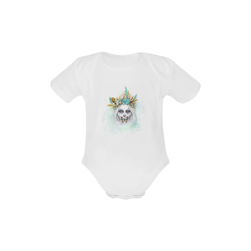 Sugar Skull Girl Mint Gold Baby Powder Organic Short Sleeve One Piece (Model T28)