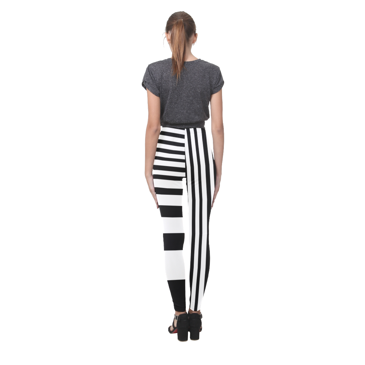 Black and White Stripes and Bars Cassandra Women's Leggings (Model L01)