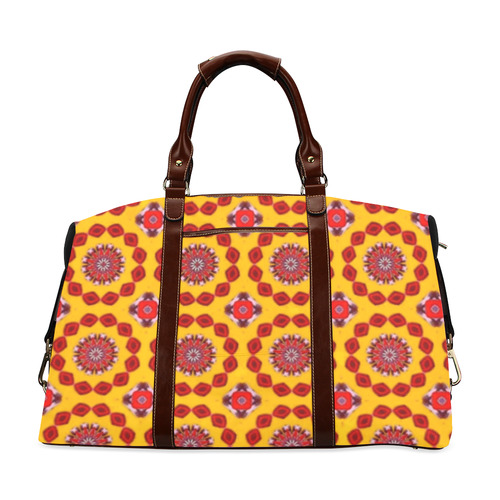 Yellow and Red Geometric Pattern Classic Travel Bag (Model 1643) Remake