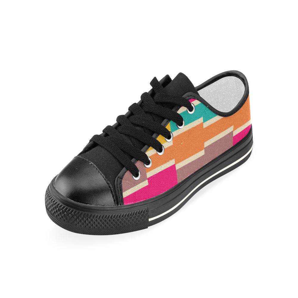 Connected colorful rectangles Women's Classic Canvas Shoes (Model 018)