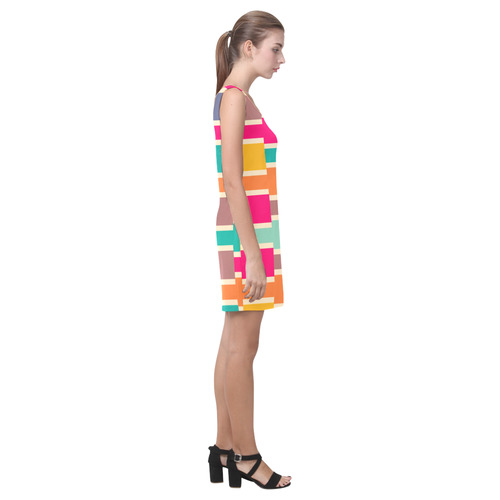 Connected colorful rectangles Medea Vest Dress (Model D06)