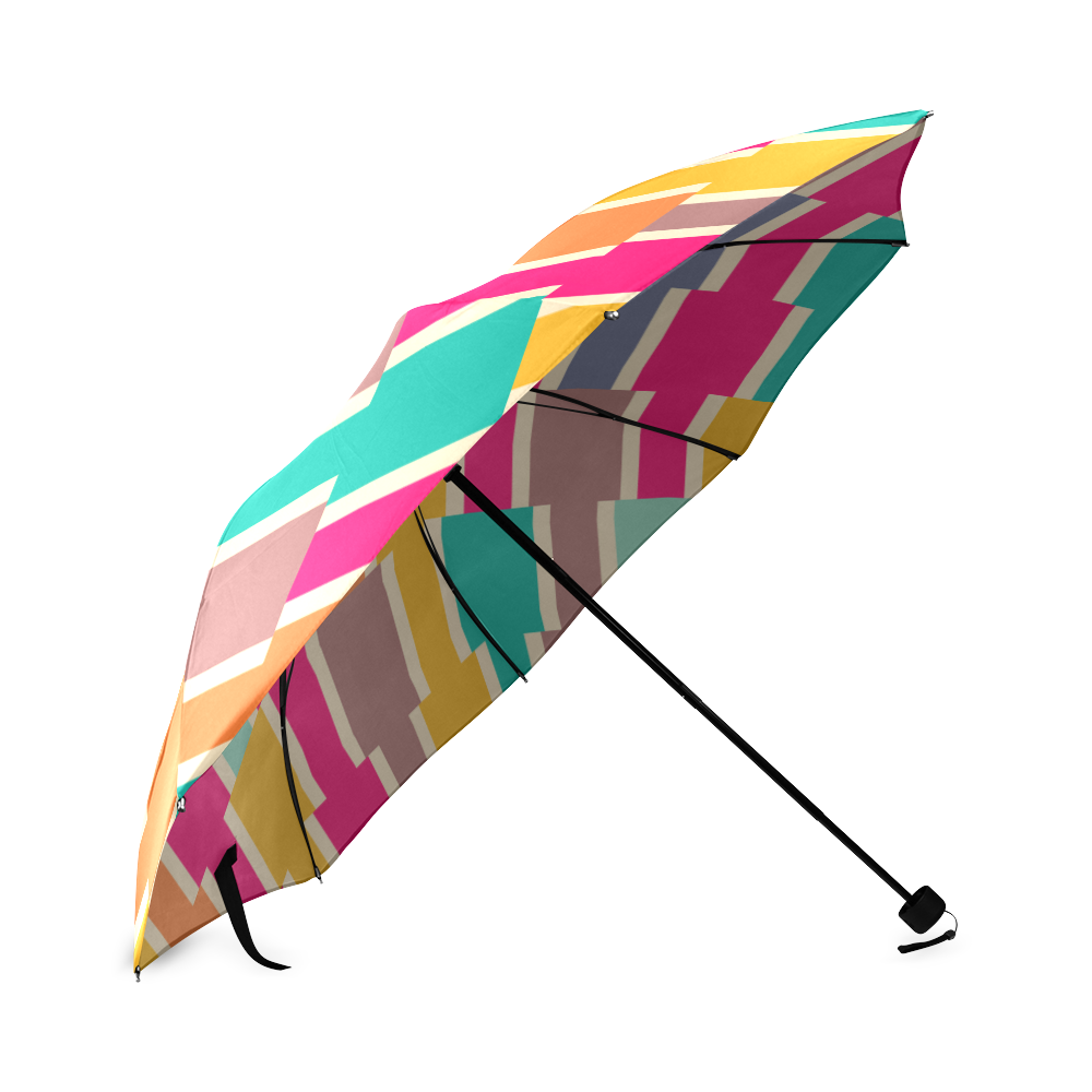 Connected colorful rectangles Foldable Umbrella (Model U01)