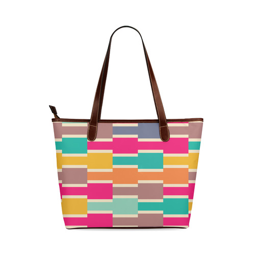 Connected colorful rectangles Shoulder Tote Bag (Model 1646)
