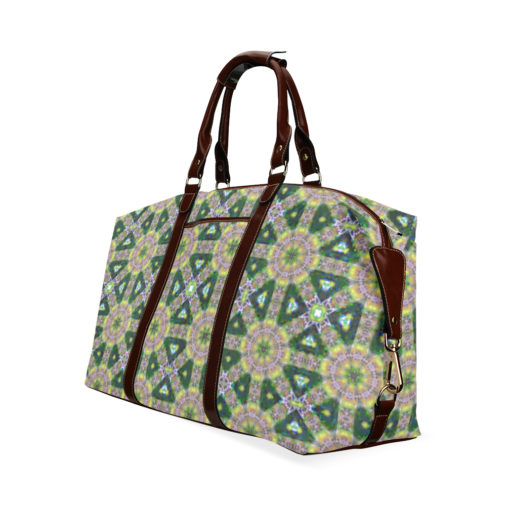 Yellow and Green Geometric Classic Travel Bag (Model 1643) Remake