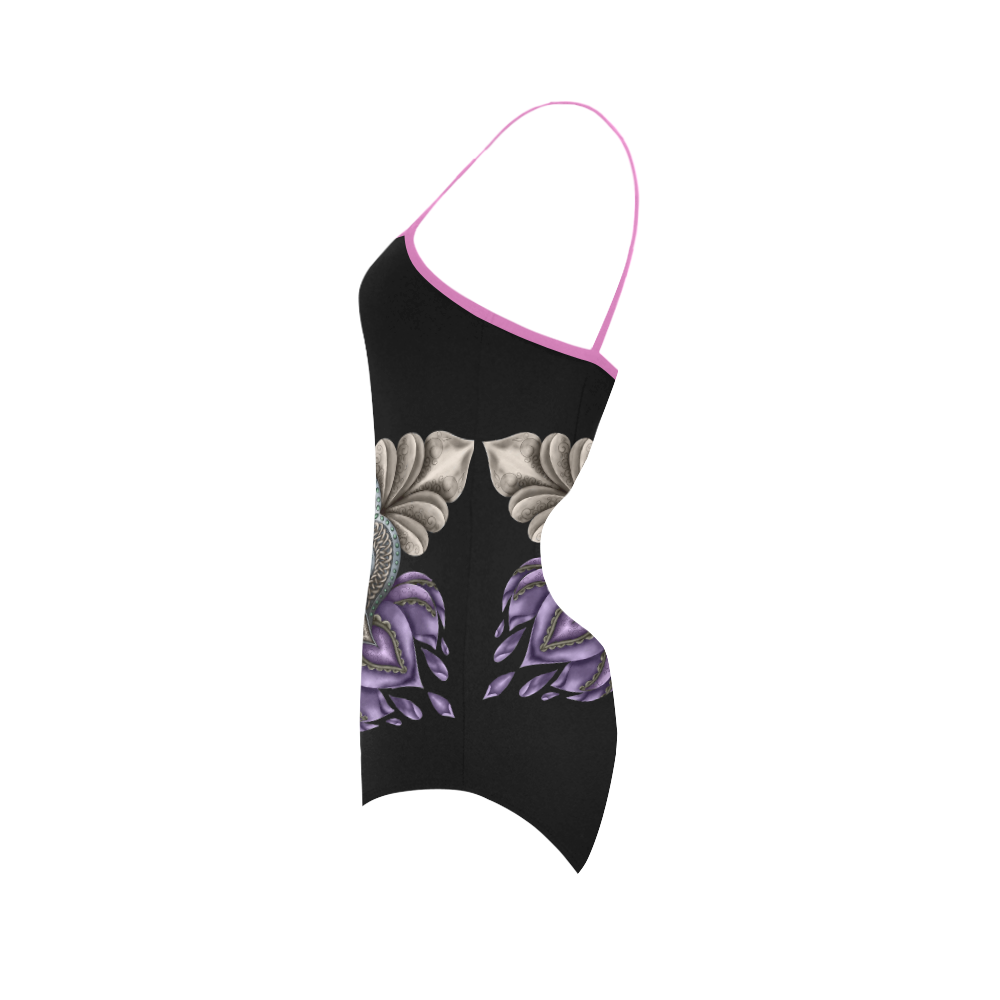 Amethyst Lotus Black Strap Swimsuit ( Model S05)
