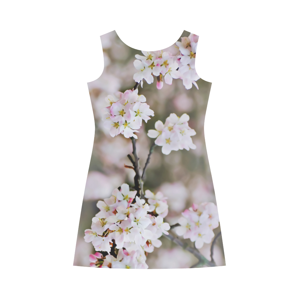 Photography Branch with Spring Flowers white Bateau A-Line Skirt (D21)