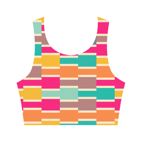 Connected colorful rectangles Women's Crop Top (Model T42)