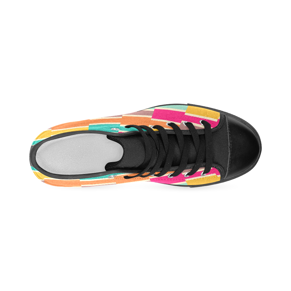 Connected colorful rectangles Women's Classic High Top Canvas Shoes (Model 017)