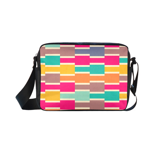 Connected colorful rectangles Classic Cross-body Nylon Bags (Model 1632)
