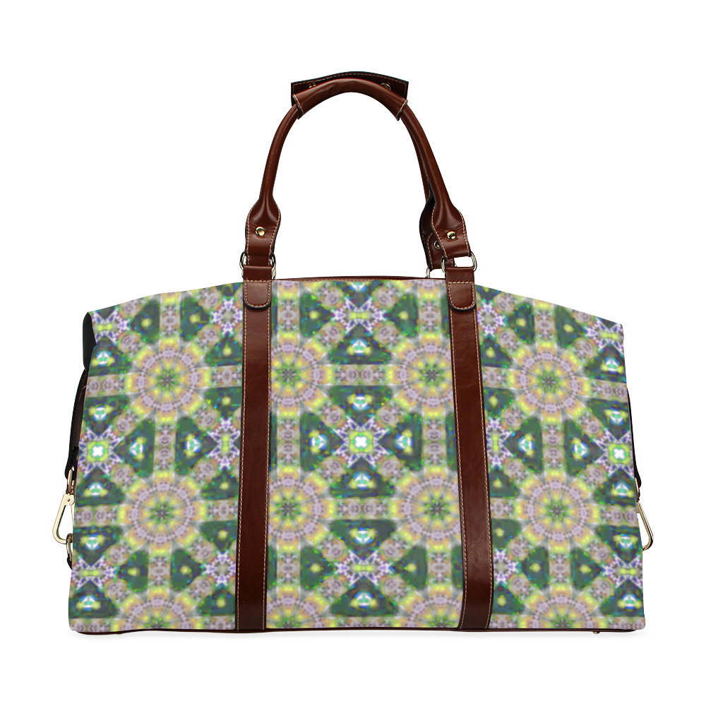 Yellow and Green Geometric Classic Travel Bag (Model 1643) Remake