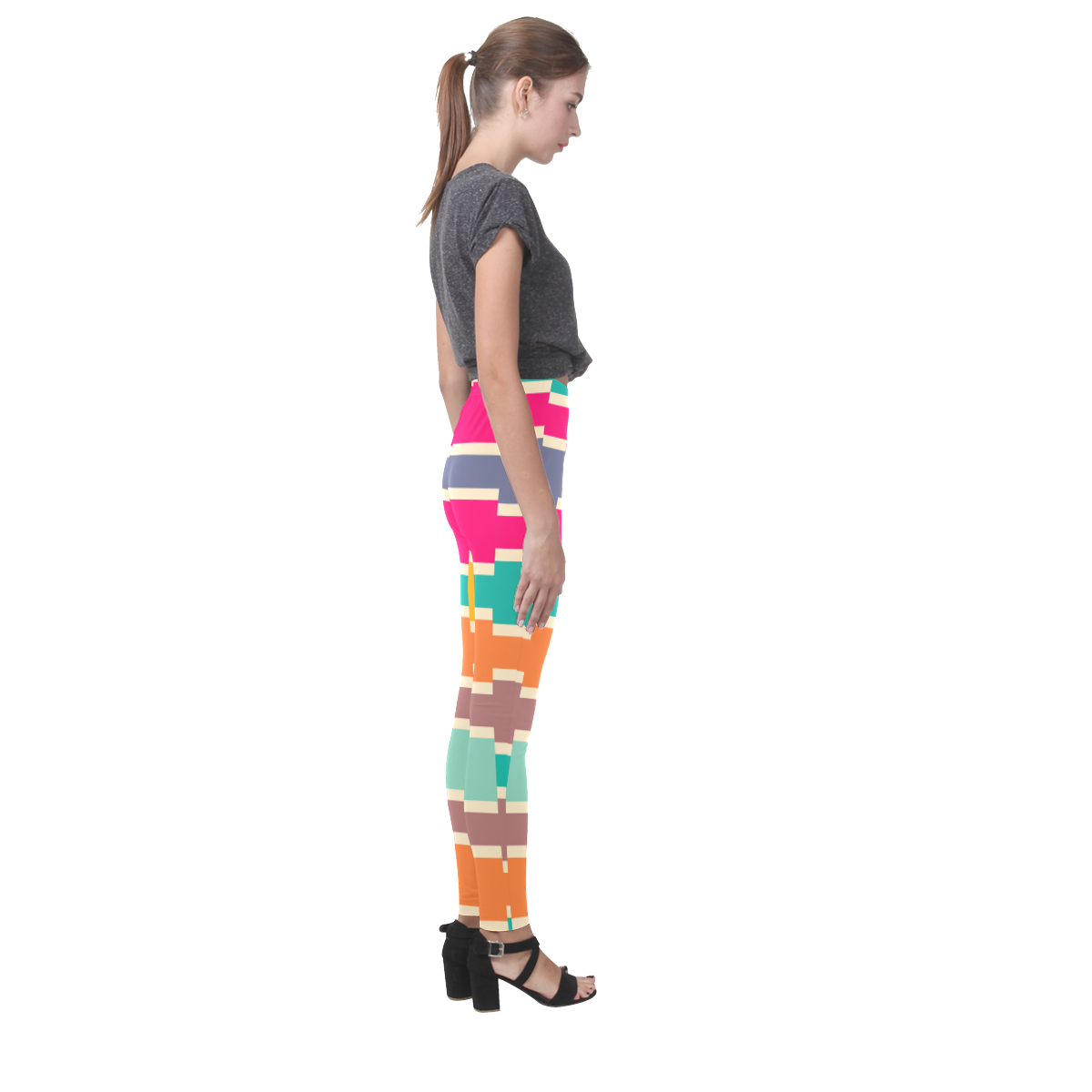 Connected colorful rectangles Cassandra Women's Leggings (Model L01)