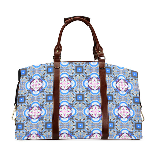 Blue and Gray Floral Classic Travel Bag (Model 1643) Remake