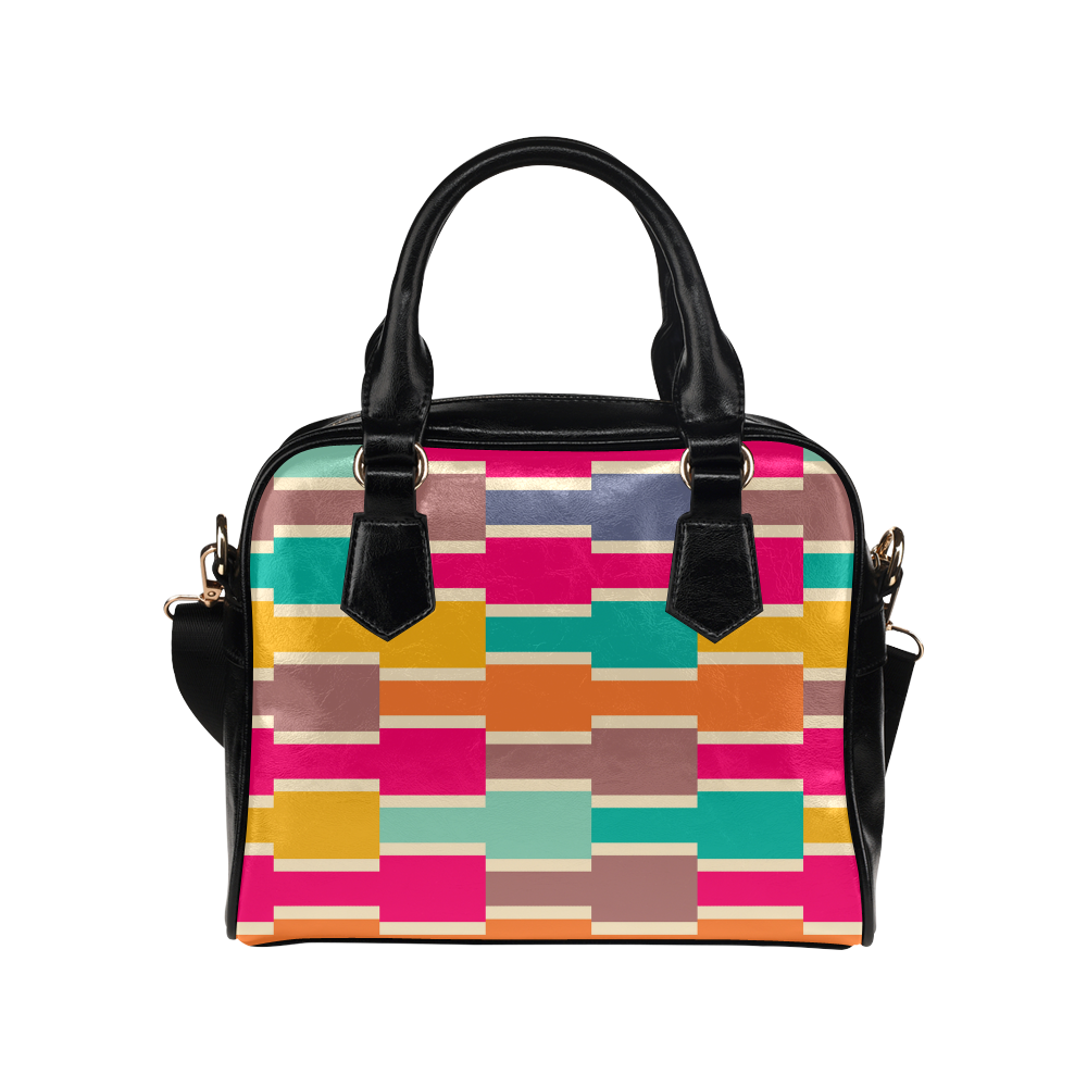 Connected colorful rectangles Shoulder Handbag (Model 1634)