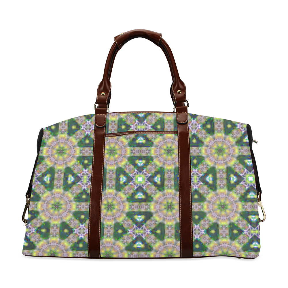 Yellow and Green Geometric Classic Travel Bag (Model 1643) Remake