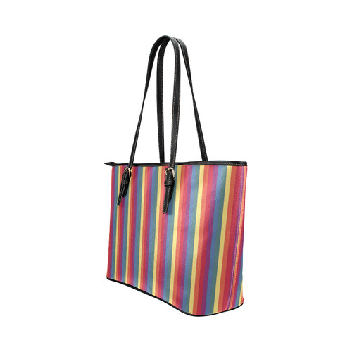 Rainbow Stripes Leather Tote Bag/Large (Model 1651)