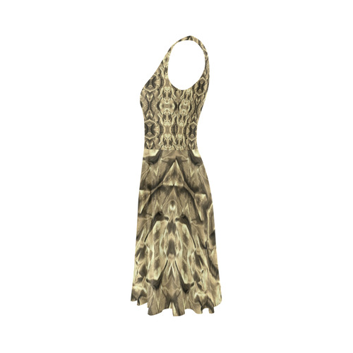 Gold Fabric Pattern Design Sleeveless Ice Skater Dress (D19)