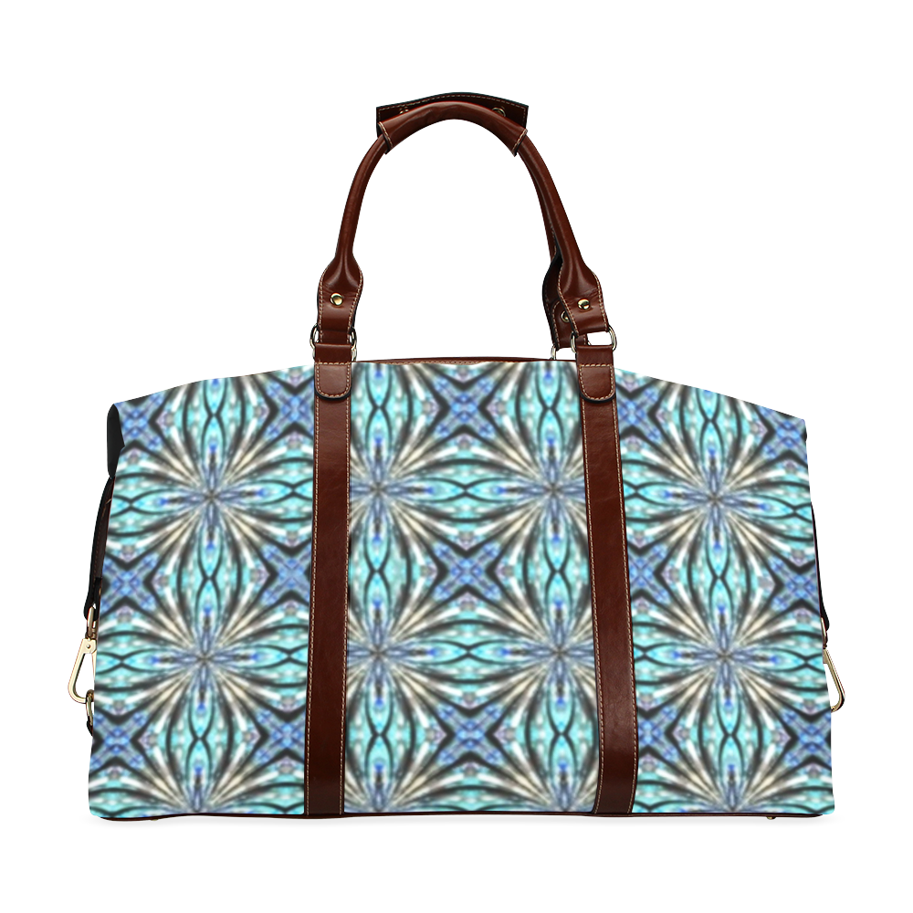 Blue Aqua Floral Classic Travel Bag (Model 1643) Remake