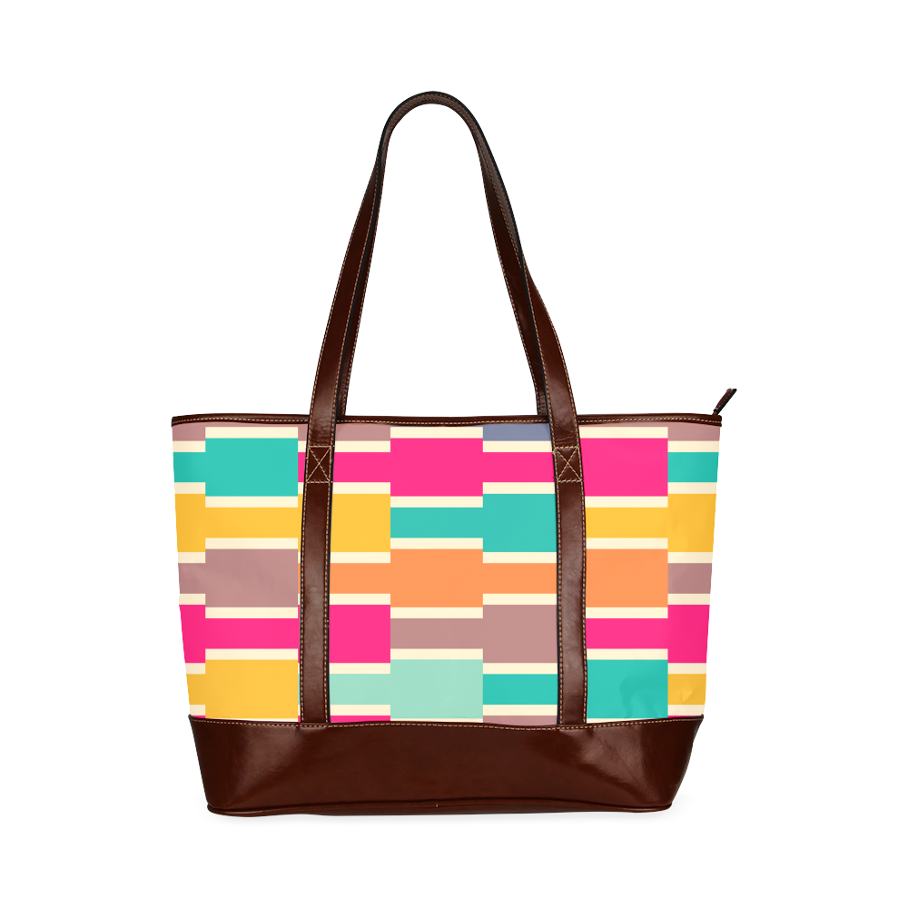 Connected colorful rectangles Tote Handbag (Model 1642)