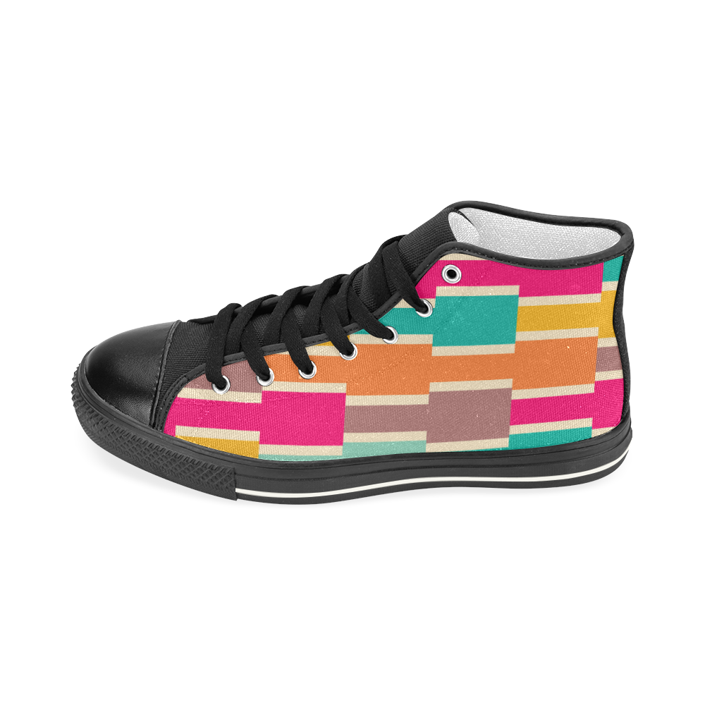 Connected colorful rectangles Women's Classic High Top Canvas Shoes (Model 017)