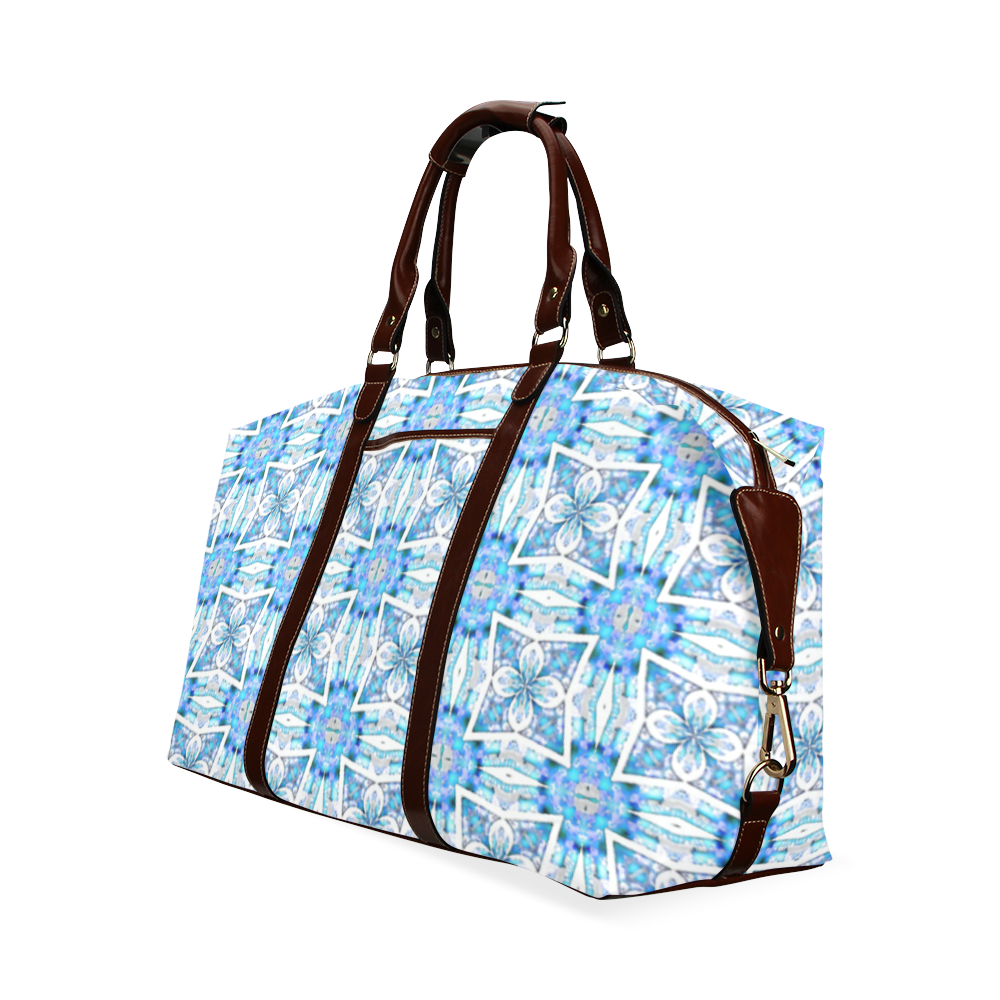 Blue and White Classic Travel Bag (Model 1643) Remake