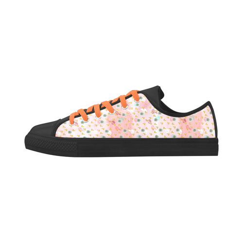 watercolor flowers pink gold Aquila Microfiber Leather Women's Shoes/Large Size (Model 031)