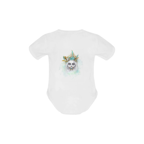 Sugar Skull Girl Mint Gold Baby Powder Organic Short Sleeve One Piece (Model T28)