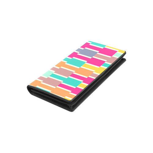 Connected colorful rectangles Women's Leather Wallet (Model 1611)