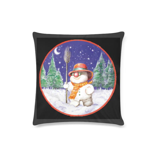 Snowman Custom Zippered Pillow Case 16"x16"(Twin Sides)