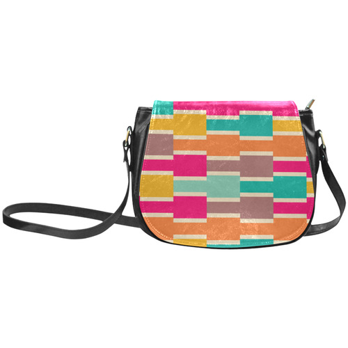 Connected colorful rectangles Classic Saddle Bag/Large (Model 1648)