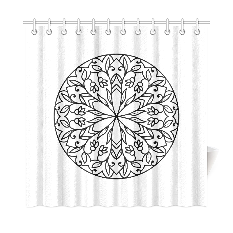 New vintage Edition in shop: Shower curtain black and white 2016 Mandala Collection Shower Curtain 72"x72"