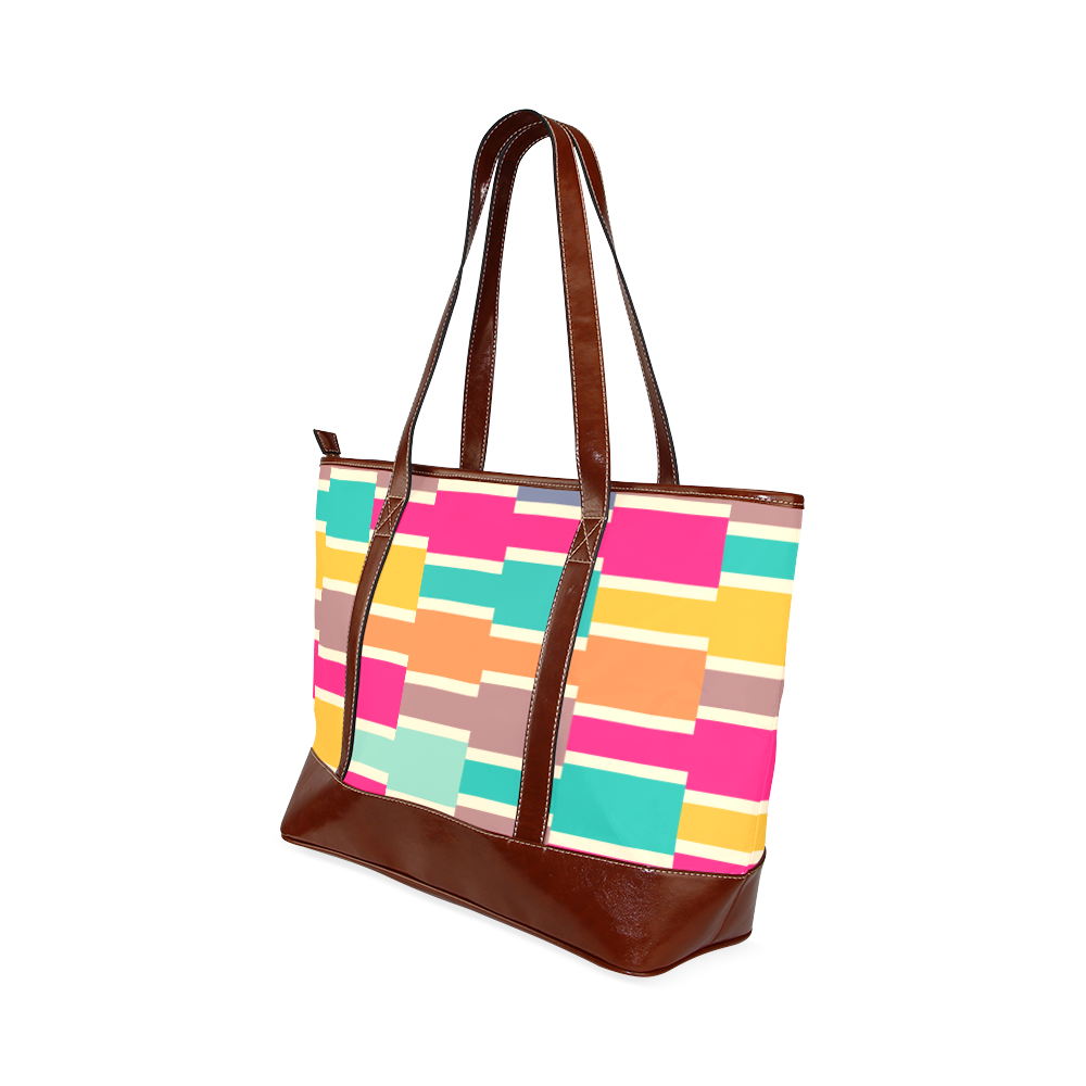 Connected colorful rectangles Tote Handbag (Model 1642)