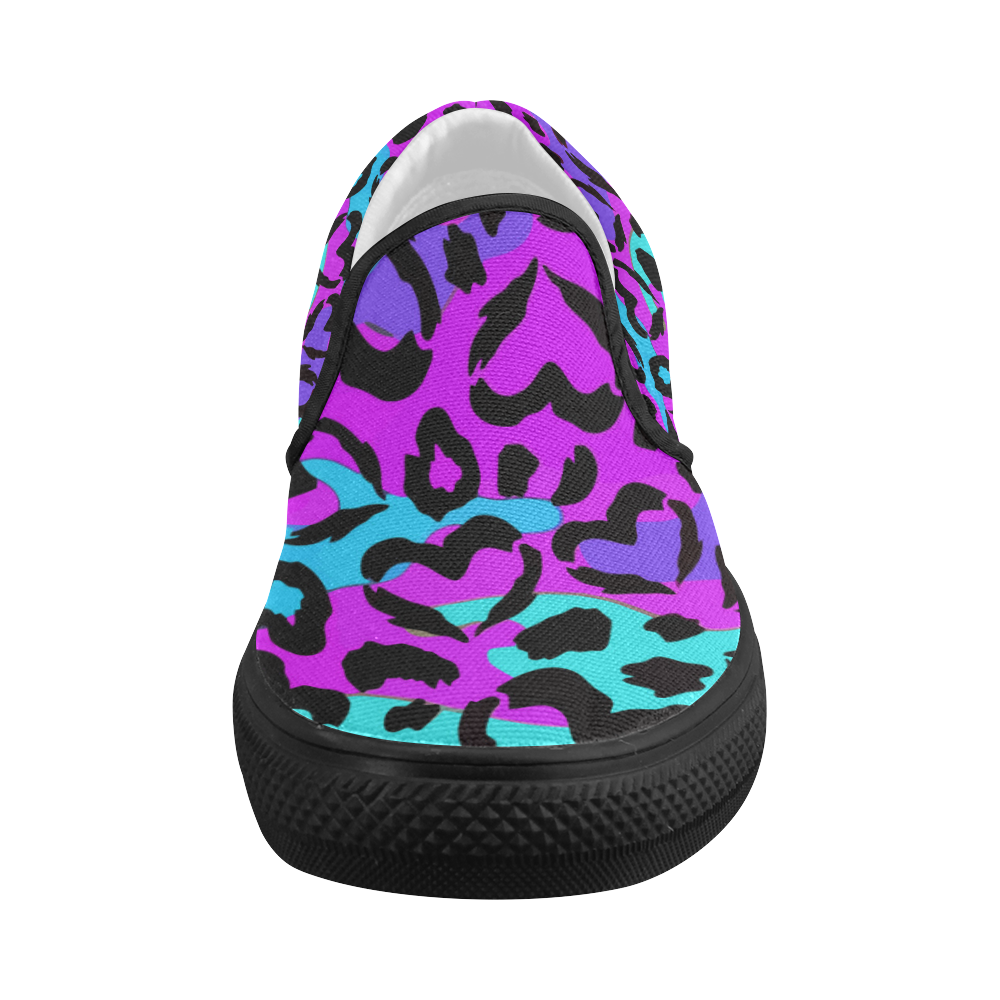 Purple Love Camo Women's Slip-on Canvas Shoes (Model 019)
