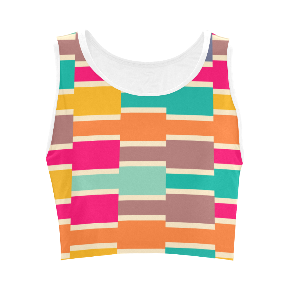 Connected colorful rectangles Women's Crop Top (Model T42)