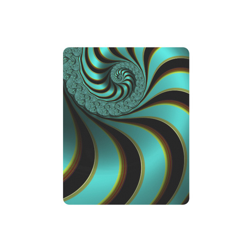 Turquoise Peacock Fine Abstract Spiral Fractal Rectangle Mousepad