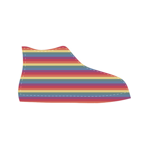 Rainbow Stripes Aquila High Top Microfiber Leather Women's Shoes (Model 032)