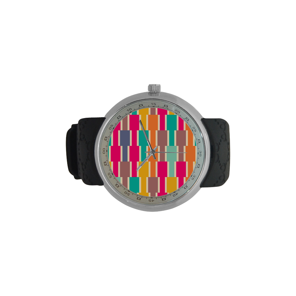 Connected colorful rectangles Men's Resin Strap Watch(Model 307)