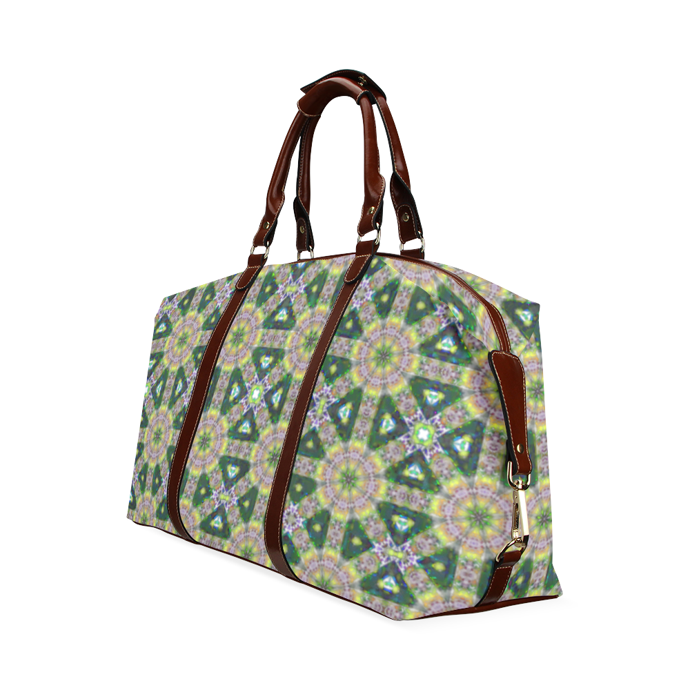 Yellow and Green Geometric Classic Travel Bag (Model 1643) Remake