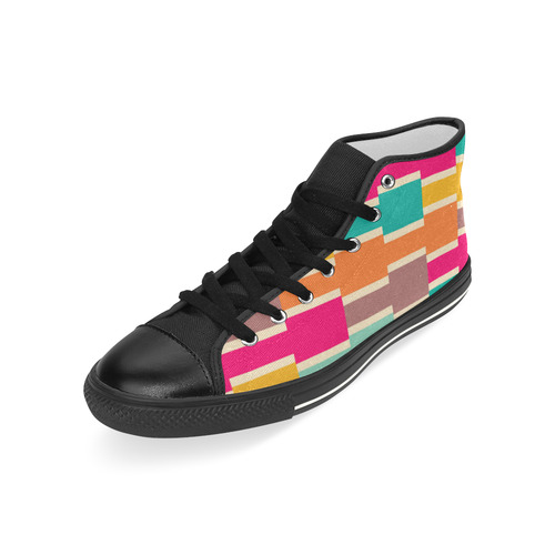 Connected colorful rectangles Men’s Classic High Top Canvas Shoes (Model 017)