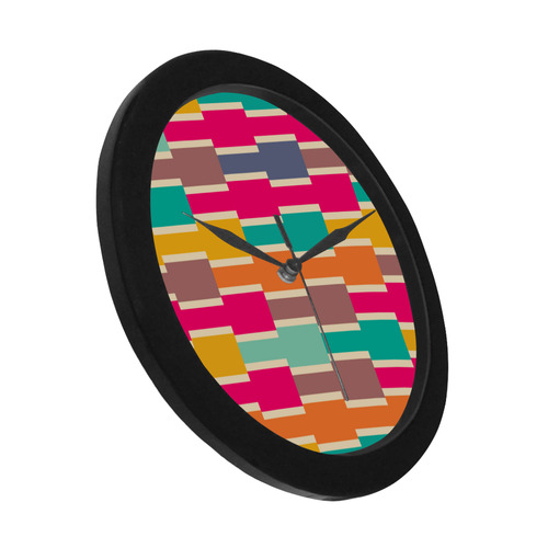 Connected colorful rectangles Circular Plastic Wall clock