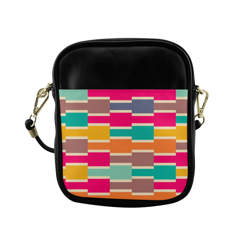 Connected colorful rectangles Sling Bag (Model 1627)