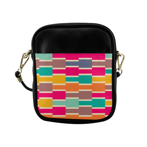 Connected colorful rectangles Sling Bag (Model 1627)