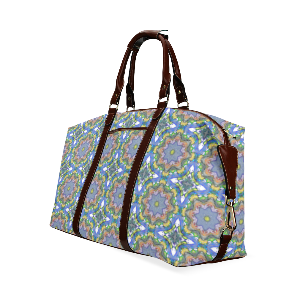 White Blue and Green Geometric Classic Travel Bag (Model 1643) Remake