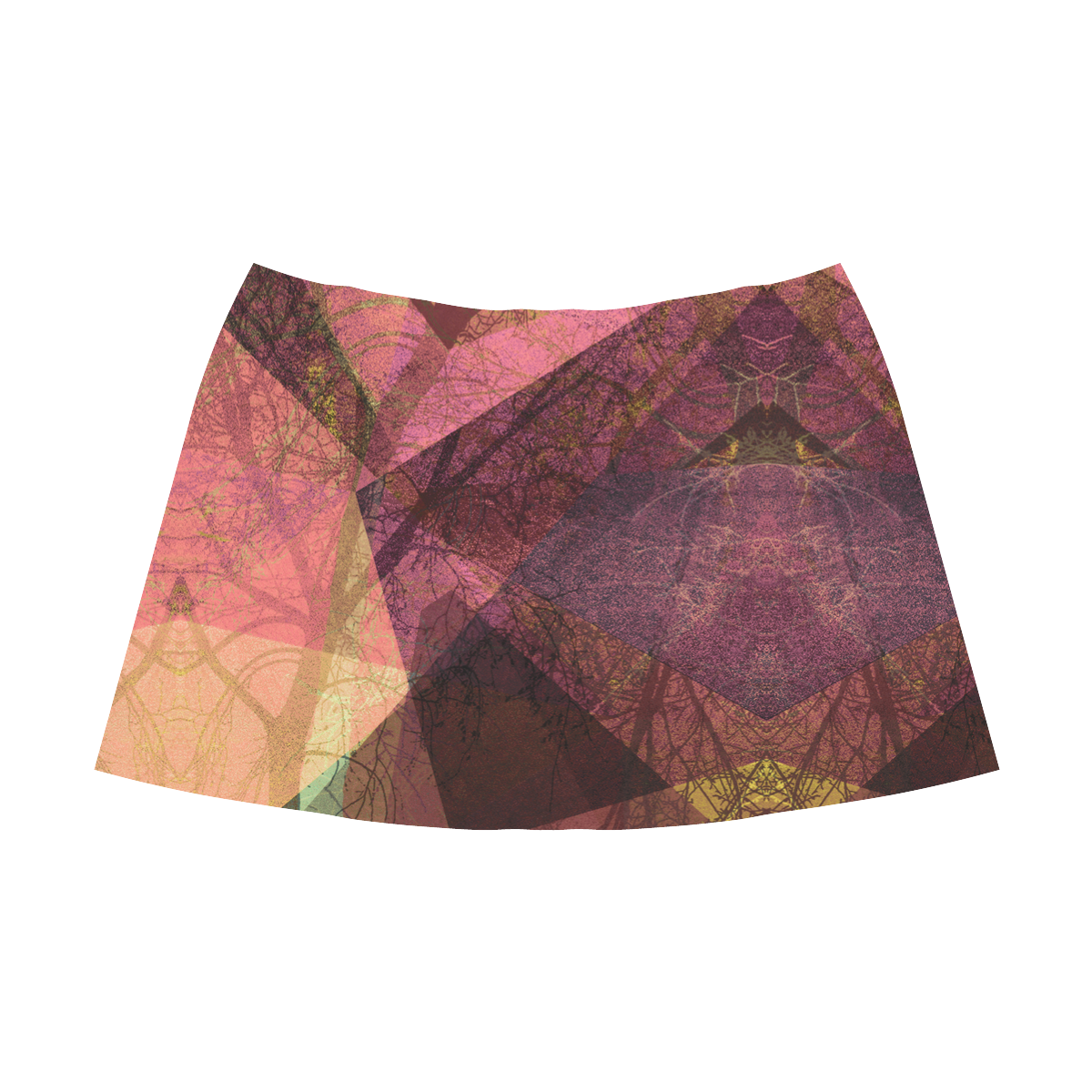 Maroon Pink PATTERN GARDEN NO5L_ Mnemosyne Women's Crepe Skirt (Model D16)