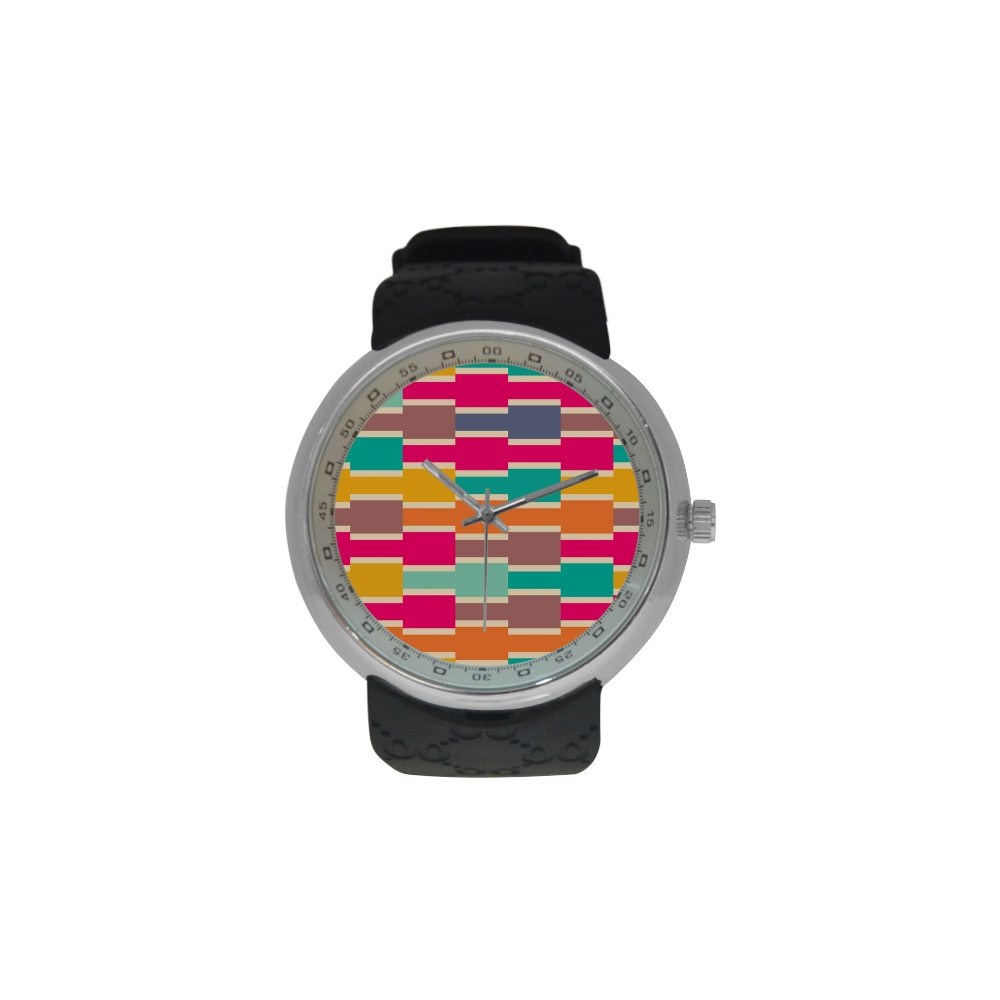 Connected colorful rectangles Men's Resin Strap Watch(Model 307)