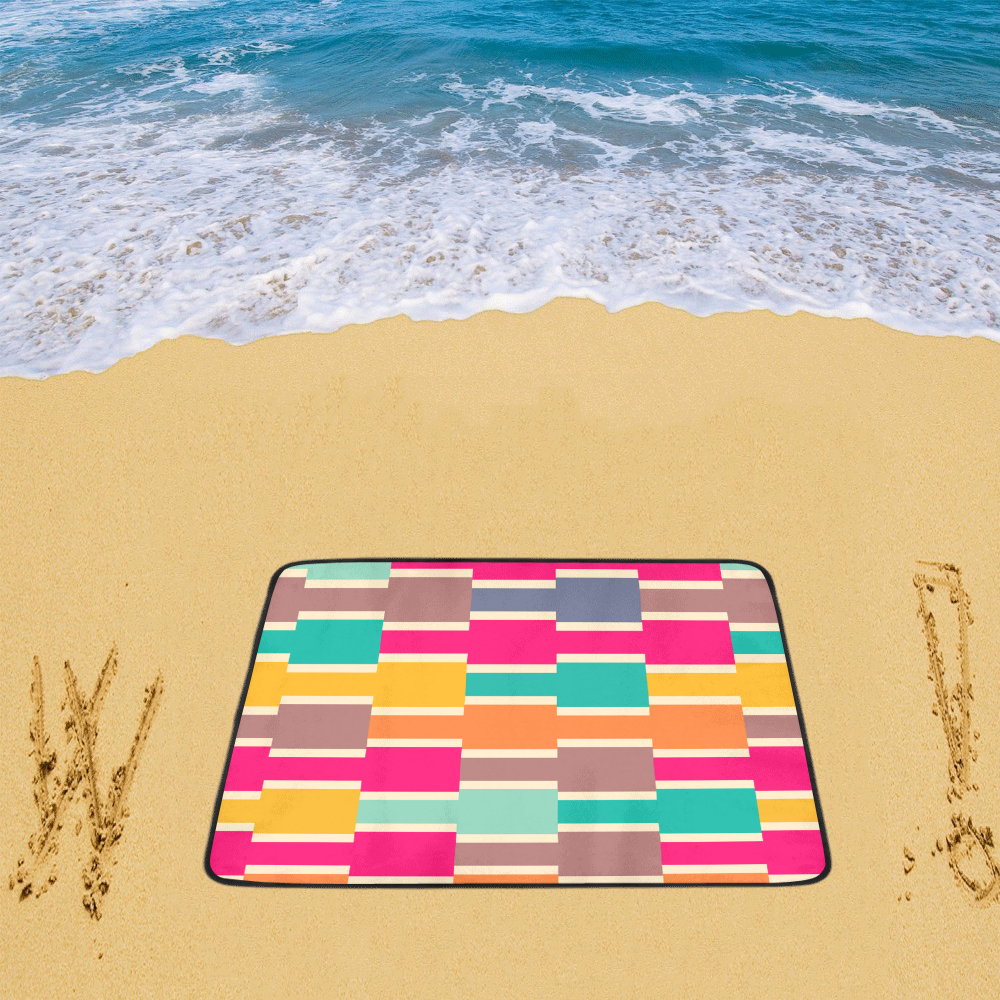 Connected colorful rectangles Beach Mat 78"x 60"