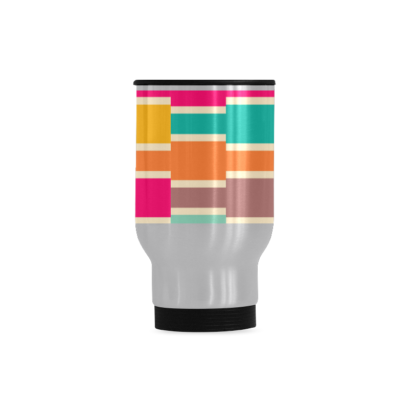 Connected colorful rectangles Travel Mug (Silver) (14 Oz)