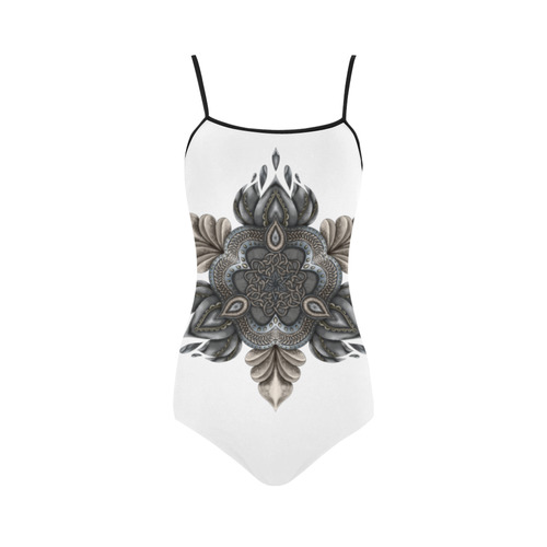 Diamond Lotus White Strap Swimsuit ( Model S05)