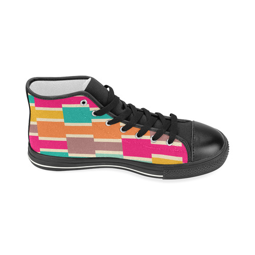 Connected colorful rectangles Women's Classic High Top Canvas Shoes (Model 017)