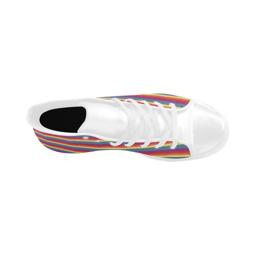 Rainbow Stripes Aquila High Top Microfiber Leather Men's Shoes/Large Size (Model 032)
