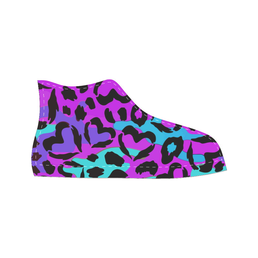 Purple Love Camo High Top Canvas Women's Shoes/Large Size (Model 017)